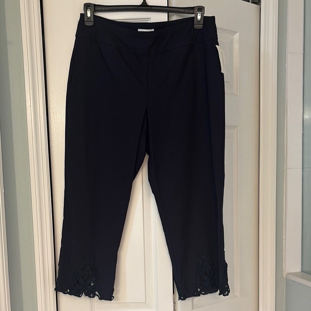 Charter Club Navy Capris with Lace Hem